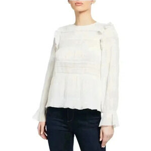 NWOT Velvet by Graham & Spencer Women's Ynez Smocked Long Sleeve Ruffle Blouse